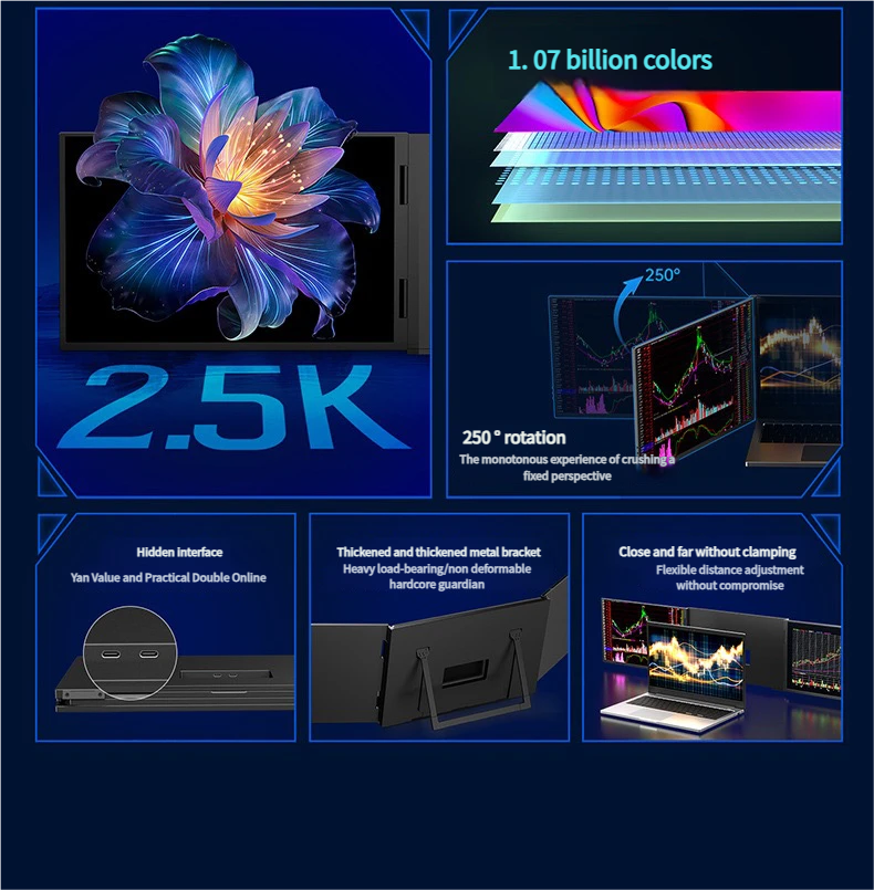 TripleScreenPro 2.5K triple portable monitor for laptop setup