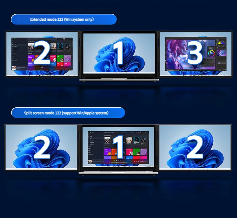 TripleScreenPro 2.5K triple portable monitor for laptop setup